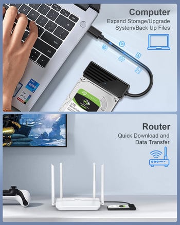 Onelesy USB 3.0 към SATA адаптер Plug and Play 5Gbps USB Type C към SATA кабел за 2,5-инчов HDD SSD конектор за твърд диск адаптер