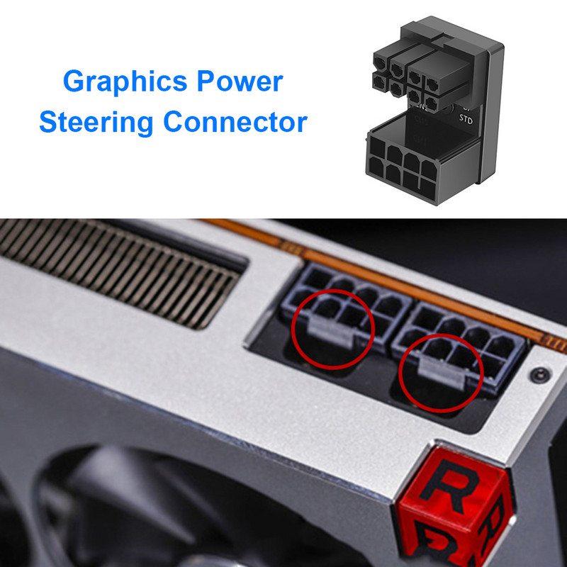 Adaptor PSU VGA Cap cot GPU Conector servodirecție PCI-E 6Pin 8Pin Rotire la 180 de grade pentru desktop Graphics Placă video GPU
