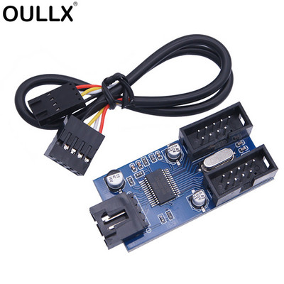 OULLX emaplaadi USB 9 kontaktiga liidese päise jaotur 1 kuni 2 pikenduskaabli adapteri 9 kontaktiga 1 kuni 4 USB jaoturi konnektorit