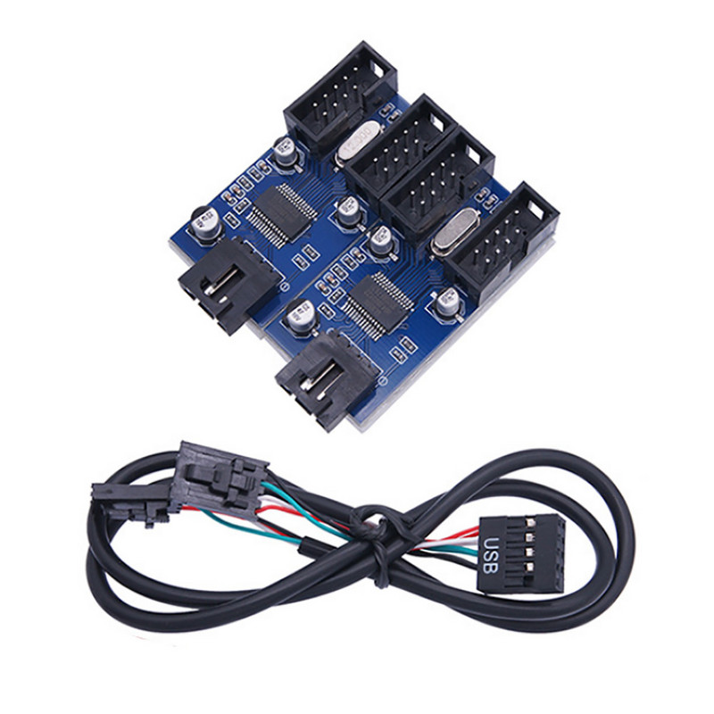 OULLX emaplaadi USB 9 kontaktiga liidese päise jaotur 1 kuni 2 pikenduskaabli adapteri 9 kontaktiga 1 kuni 4 USB jaoturi konnektorit