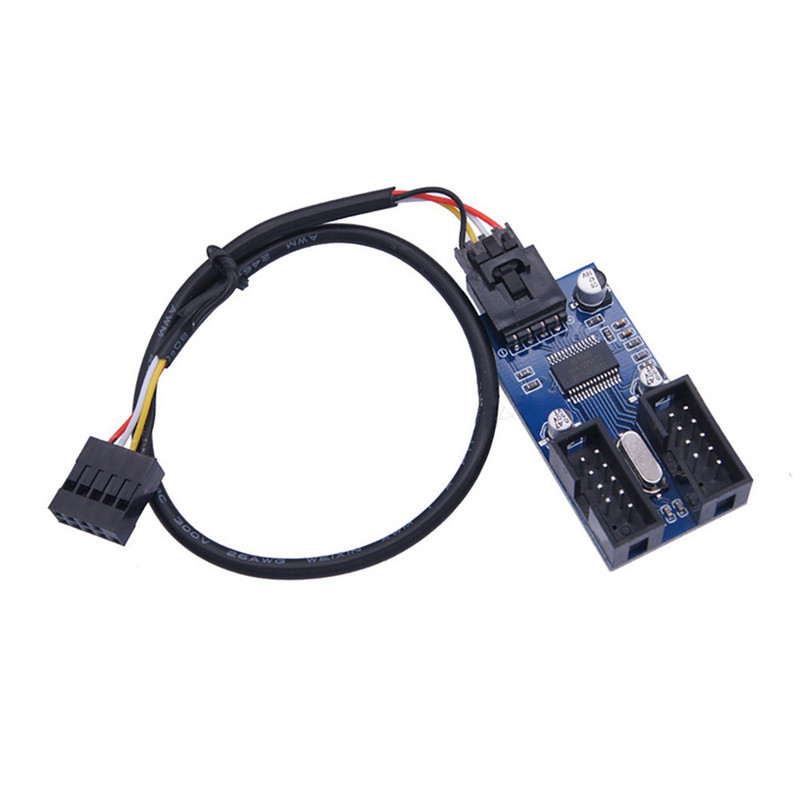 OULLX emaplaadi USB 9 kontaktiga liidese päise jaotur 1 kuni 2 pikenduskaabli adapteri 9 kontaktiga 1 kuni 4 USB jaoturi konnektorit