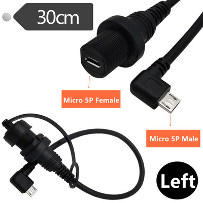 Cablu micro USB impermeabil, Micro-USB 2.0 5 pini IP 67 MicroUSB mamă montare pe panou Conector rezistent la apă Prelungitor 0,3 m 1 m