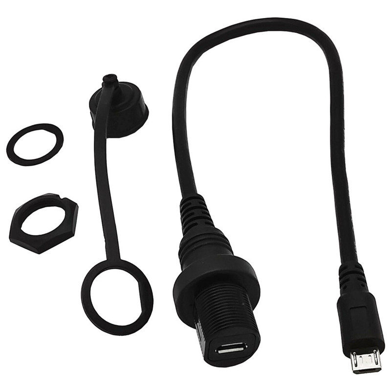 Cablu micro USB impermeabil, Micro-USB 2.0 5 pini IP 67 MicroUSB mamă montare pe panou Conector rezistent la apă Prelungitor 0,3 m 1 m