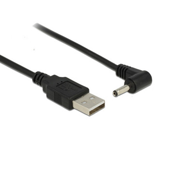Βύσμα τροφοδοσίας DC Μετατροπή USB σε 3,5*1,35mm/DC 3,5*1,35mm Μαύρο Σχήμα L Υποδοχή ορθής γωνίας με υποδοχή καλωδίου 2A καλώδιο 1m 3ft