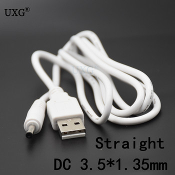 Щепсел за постоянен ток USB преобразуване в 3,5*1,35 mm/DC 3,5*1,35 mm Черен жак под прав ъгъл с L-образна форма с конектор за кабел 2 A Кабел 1 m 3 фута