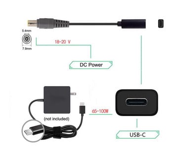 1Pc USB Type C Female to DC Connector Adapter PD Charging Power Supply Charger Converter Cable for Lenovo HP Samsung Dell Laptop