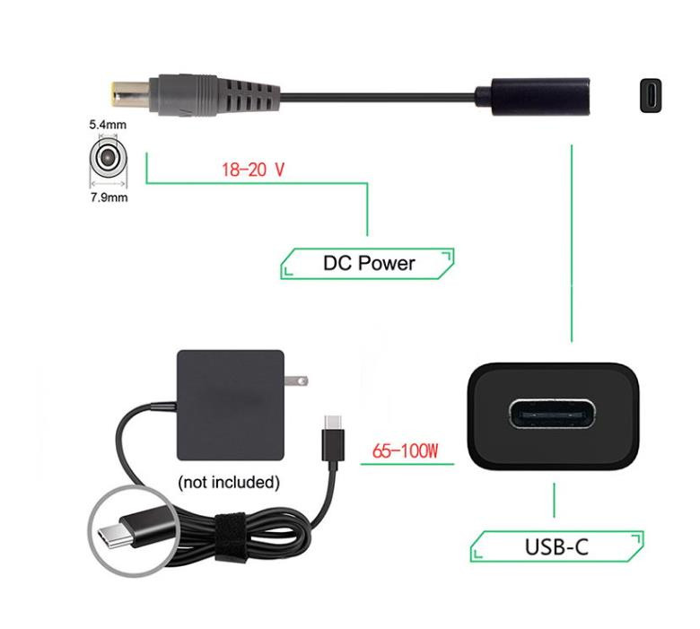 1Pc USB Type C ženski na DC konektor Adapter PD Punjač Napajanje Punjač Kabel za pretvaranje za Lenovo HP Samsung Dell prijenosno računalo