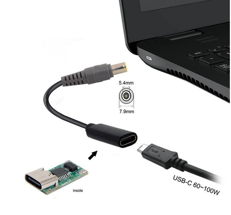 1Pc USB Type C ženski na DC konektor Adapter PD Punjač Napajanje Punjač Kabel za pretvaranje za Lenovo HP Samsung Dell prijenosno računalo