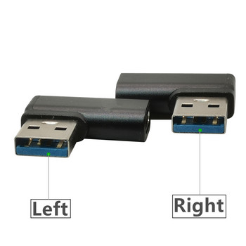 USB 3.0 адаптер под прав ъгъл към тип C женски конектор USB3.0 90 градуса ляв и десен адаптер от сплав Черно сребро