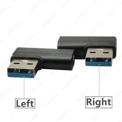 Adaptor USB 3.0 unghi drept la conector tip C mamă USB3.0 90 de grade Adaptor din aliaj stânga-dreapta Negru Argintiu