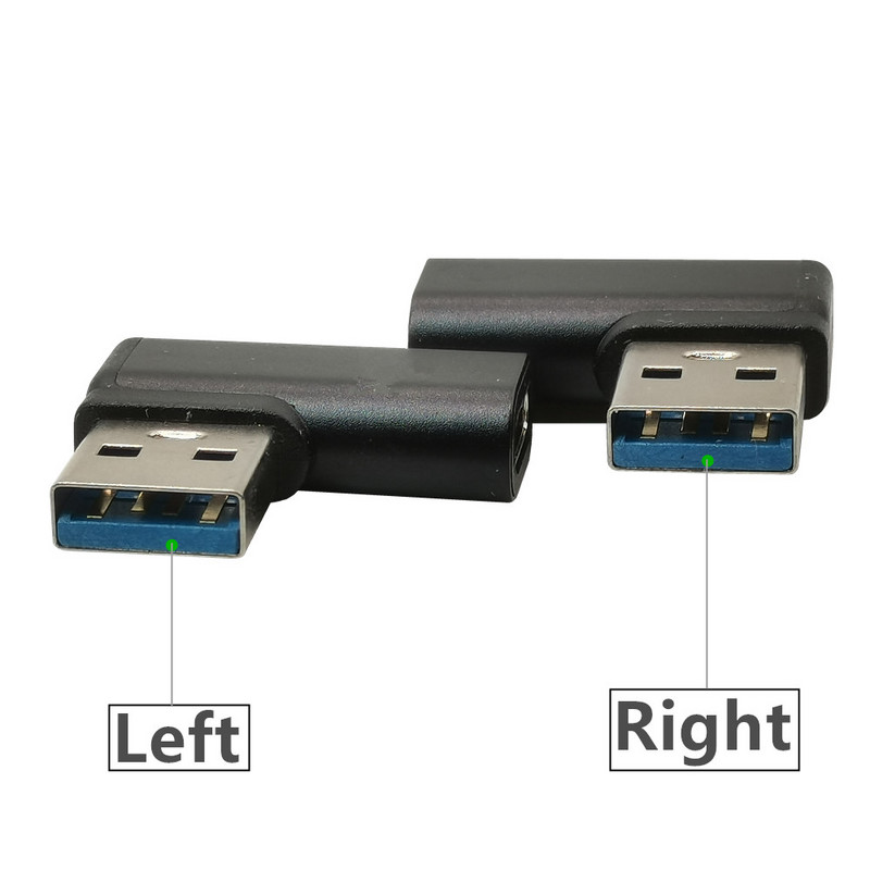 Adaptor USB 3.0 unghi drept la conector tip C mamă USB3.0 90 de grade Adaptor din aliaj stânga-dreapta Negru Argintiu