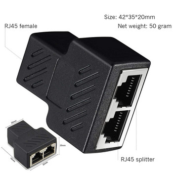 1/2 бр. 1 към 2 посоки LAN RJ45 удължител сплитер Ethernet адаптер за интернет кабелна връзка 1 вход 2 изход високо качество