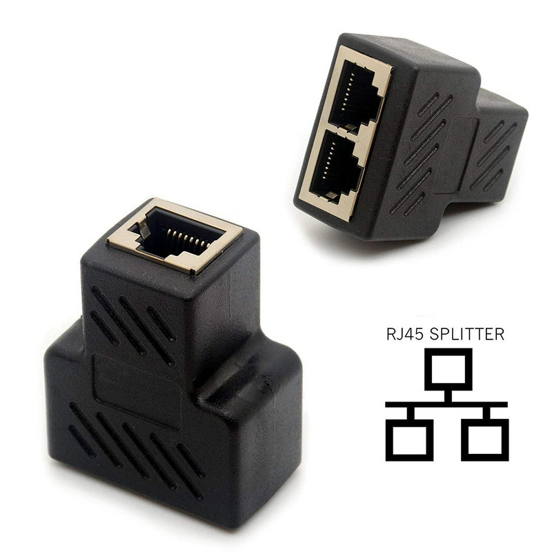 1/2 бр. 1 към 2 посоки LAN RJ45 удължител сплитер Ethernet адаптер за интернет кабелна връзка 1 вход 2 изход високо качество