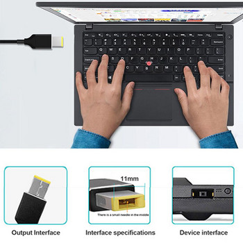 Кабел за зареждане USB-C към USB кабел с тънък квадратен връх Type-C PD зарядно устройство Захранващ кабел за лаптоп Lenovo 65w 90w Yoga 2 Pro 13 Thinkpad
