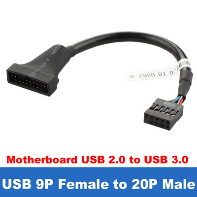 Pagrindinės plokštės USB 3.0–2.0 adapterio antraštės kabelio keitiklis, pagrindinės plokštės USB3.0 20 kontaktų iki 9 kontaktų, USB 2.0 9 kontaktų iki 20 kontaktų antraštės tiltas