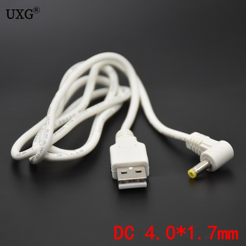 Щепсел за постоянен ток USB преобразуване в 4.0*1.7mm/DC 4.0x1.7 бял черен жак под прав ъгъл с L форма с конектор за кабел