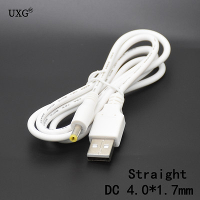 DC tápcsatlakozó USB konvertálás 4,0*1,7mm/DC 4,0x1,7 fehér fekete L alakú derékszögű jack csatlakozó kábellel