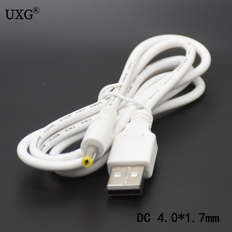 DC tápcsatlakozó USB konvertálás 4,0*1,7mm/DC 4,0x1,7 fehér fekete L alakú derékszögű jack csatlakozó kábellel