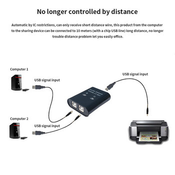 Συσκευή κοινής χρήσης εκτυπωτή USB 2 σε 1 εξόδου Συσκευή κοινής χρήσης εκτυπωτή 2 θυρών Εγχειρίδιο Kvm Switching Splitter Hub Converter Plug and Play