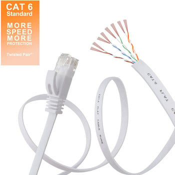 Cat 6 Ethernet RJ45 кабел Плоска интернет мрежа Lan Patch кабели Плътен Cat6 високоскоростен компютърен кабел за рутер, модем