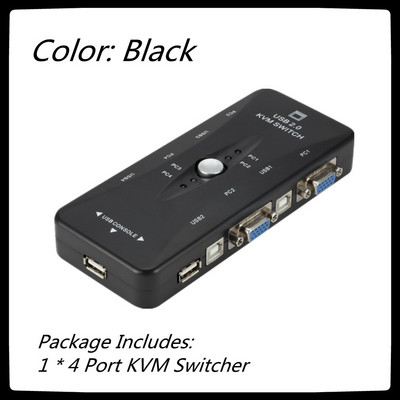 Grwibeou 4 portos KVM Switch USB 2.0 VGA Splitter Nyomtató Egér Billentyűzet Pendrive Share Switcher 1920*1440 VGA Switch Box Adapter
