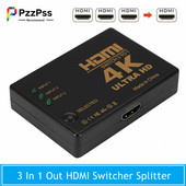 PzzPss HDMI jungiklis 4K jungiklis 3 in 1 išvestis Full HD 1080P vaizdo kabelio skirstytuvas 1x3 šakotuvo adapterio keitiklis, skirtas PS4/3 TV dėžutės HDTV kompiuteriui