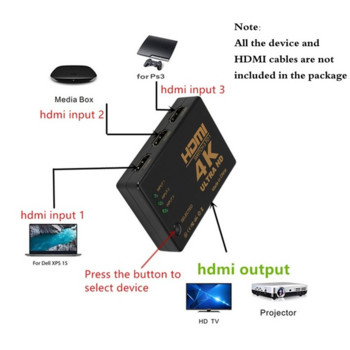 PzzPss HDMI Switch 4K Switcher 3 в 1 изход Full HD 1080P Video Cable Splitter 1x3 Hub Adapter Converter For PS4/3 TV Box HDTV PC