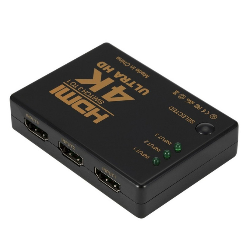 PzzPss HDMI jungiklis 4K jungiklis 3 in 1 išvestis Full HD 1080P vaizdo kabelio skirstytuvas 1x3 šakotuvo adapterio keitiklis, skirtas PS4/3 TV dėžutės HDTV kompiuteriui