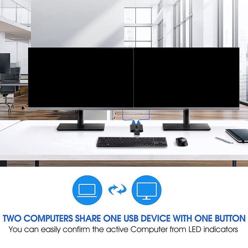 USB 3.0 slēdža atlasītājs KVM slēdzis 5 Gbps 2 vienā izvadā USB slēdzis USB 3.0 divvirzienu koplietotājs printera tastatūras peles koplietošanai