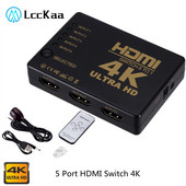 LccKaa su HDMI suderinamas jungiklis 4K HD1080P 5 prievadų HD jungiklio selektorių skirstytuvas su šakotuvo IR nuotolinio valdymo pulteliu, skirtas HDTV DVD televizoriaus dėžutei