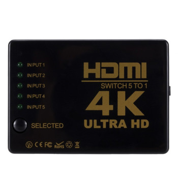LccKaa HDMI-съвместим превключвател 4K HD1080P 5 портов HD превключвател селектор сплитер с хъб IR дистанционно управление за HDTV DVD TV BOX