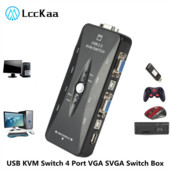 LccKaa USB KVM jungiklis 4 prievadų VGA SVGA perjungimo dėžutė USB 2.0 KVM pelės perjungimo klaviatūra 1920*1440 Vga skirstytuvo dėžutės bendrinimo jungiklis
