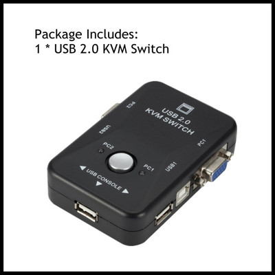 Grwibeou USB KVM jungiklis 2 prievadų VGA SVGA perjungimo dėžutė USB 2.0 KVM pelės perjungimo klaviatūra 1920*1440 VGA skirstytuvo dėžutės bendrinimo jungiklis