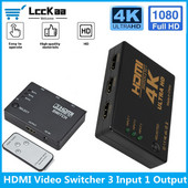 LccKaa 4K 3x1 su HDMI suderinamas jungiklis HD 1080P vaizdo perjungiklio adapteris 3 įvestis 1 išvesties prievado šakotuvas, skirtas DVD HDTV Xbox PS3 PS4 nešiojamam kompiuteriui