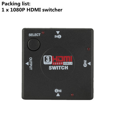 LccKaa 4K 3x1 su HDMI suderinamas jungiklis HD 1080P vaizdo perjungiklio adapteris 3 įvestis 1 išvesties prievado šakotuvas, skirtas DVD HDTV Xbox PS3 PS4 nešiojamam kompiuteriui