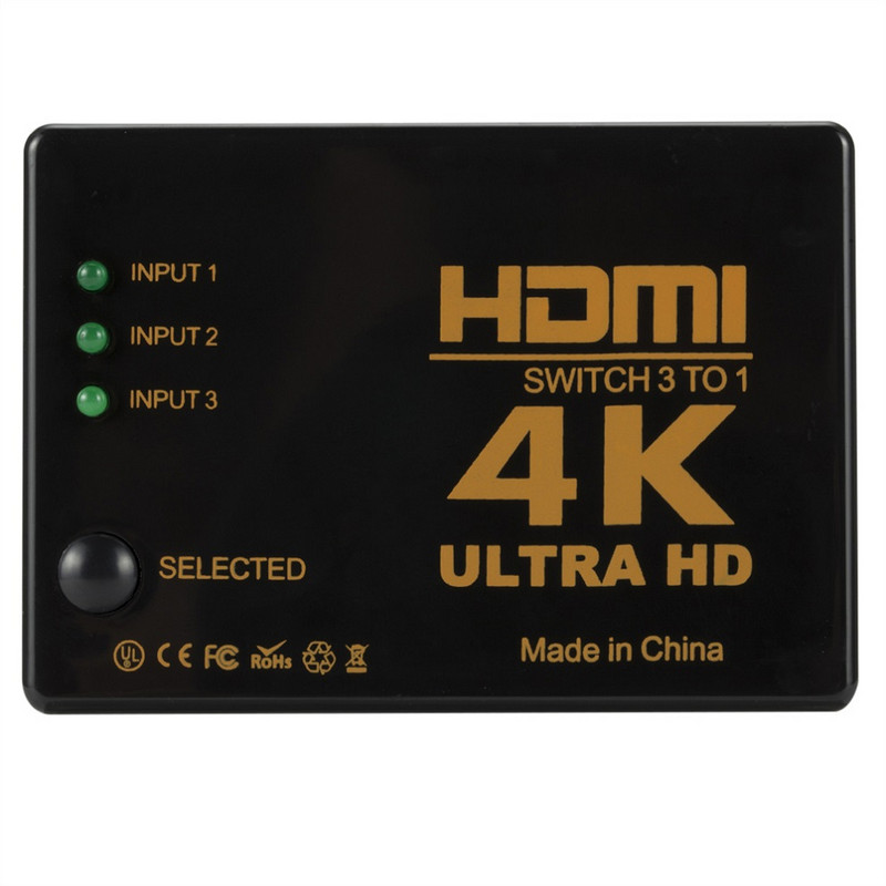 LccKaa 4K 3x1 su HDMI suderinamas jungiklis HD 1080P vaizdo perjungiklio adapteris 3 įvestis 1 išvesties prievado šakotuvas, skirtas DVD HDTV Xbox PS3 PS4 nešiojamam kompiuteriui