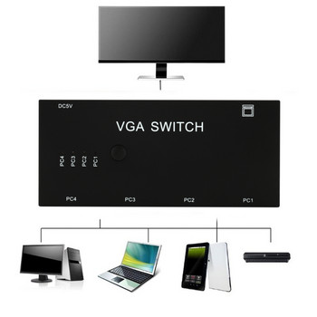 VGA превключвател 4 в 1 изход VGA видео превключвател конверторна кутия HD усилвател на сигнала усилвател сплитер адаптер за компютърен монитор проектор