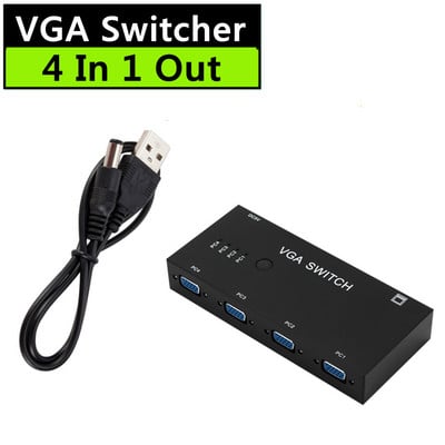 Comutator VGA 4 în 1 ieșire VGA Video Switcher Convertor Box HD Signal Amplifier Booster Splitter Adaptor pentru PC Monitor proiector