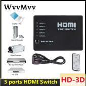 HDMI lüliti 5 In 1 Out HDMI splitter 5x1 infrapuna kaugjuhtimispuldiga toetab 3D 4K HD1080P HDMI lülitit PS4 Xbox Blu-Ray mängija jaoks