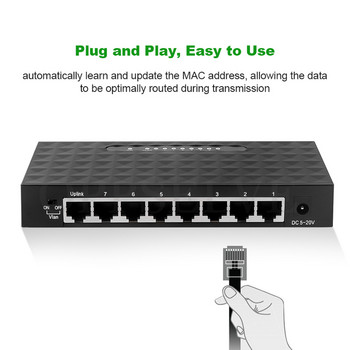 Διακόπτης δικτύου Ethernet 8 θυρών Gigabit Τροφοδοτικό USB Ethernet Hub Smart Switch Expend Network Switch EU US