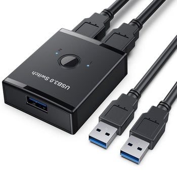 USB превключвател KVM USB HUB 3.0 Превключвател Селектор KVM превключвател За компютър Клавиатура Мишка Принтер 1 Споделяне на компютър 2 устройства USB превключвател