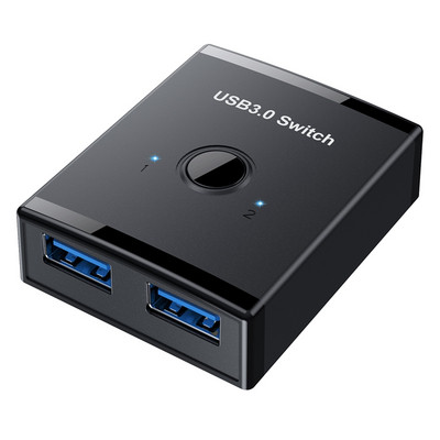 USB jungiklis KVM USB HUB 3.0 perjungiklio parinkiklis KVM jungiklis, skirtas kompiuterio klaviatūrai, pelei, spausdintuvui, 1 kompiuterio bendrinimui, 2 įrenginiams USB jungiklis