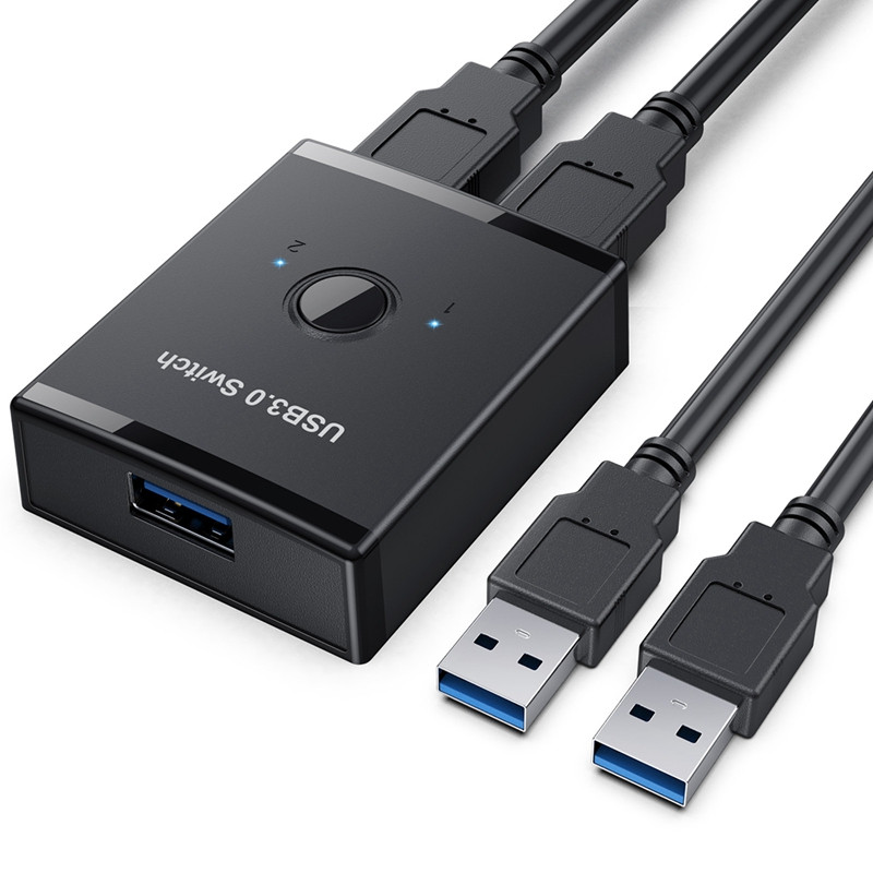 USB jungiklis KVM USB HUB 3.0 perjungiklio parinkiklis KVM jungiklis, skirtas kompiuterio klaviatūrai, pelei, spausdintuvui, 1 kompiuterio bendrinimui, 2 įrenginiams USB jungiklis