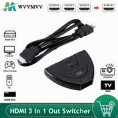 WvvMvv 3 In 1 Out HDMI komutators HUB HD 4K*2K 3D Mini 3 portu HDMI slēdzis 4K 1080P pārslēdzējs HDMI sadalītājs DVD HDTV monitoram datoram