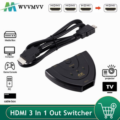 WvvMvv 3 σε 1 έξοδο HDMI Switcher HUB HD 4K*2K 3D Mini 3 Port HDMI Switch 4K 1080P Switcher HDMI Splitter for DVD HDTV Monitor PC