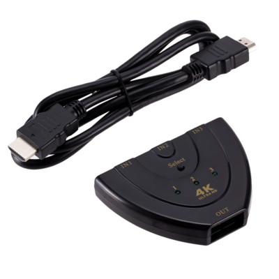 WvvMvv 3 In 1 Out HDMI komutators HUB HD 4K*2K 3D Mini 3 portu HDMI slēdzis 4K 1080P pārslēdzējs HDMI sadalītājs DVD HDTV monitoram datoram