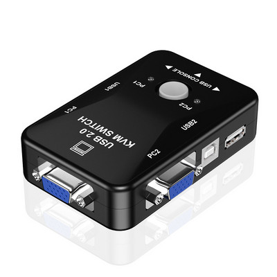 Comutator KVM USB Cutie de comutare VGA cu 2 porturi 2 Intrări 1 Ieșire USB 2.0 Mouse KVM Comutator tastatură HD 1080P Splitter Vga Comutator de partajare