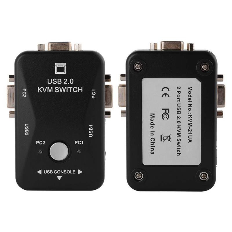 Comutator KVM USB Cutie de comutare VGA cu 2 porturi 2 Intrări 1 Ieșire USB 2.0 Mouse KVM Comutator tastatură HD 1080P Splitter Vga Comutator de partajare