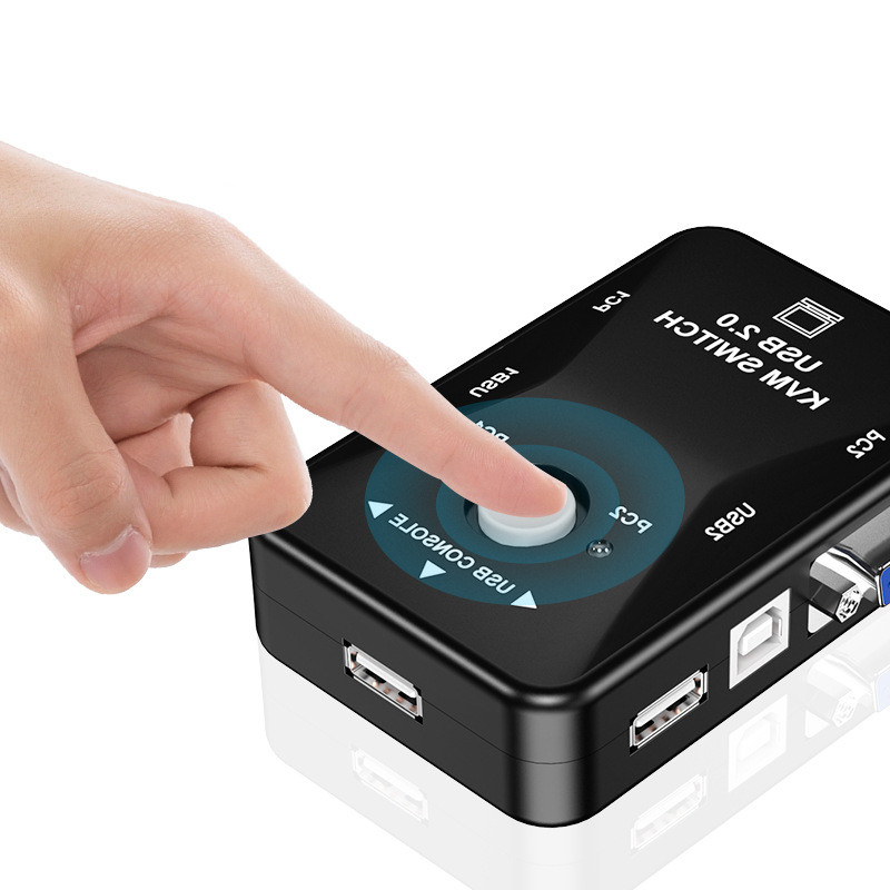 Comutator KVM USB Cutie de comutare VGA cu 2 porturi 2 Intrări 1 Ieșire USB 2.0 Mouse KVM Comutator tastatură HD 1080P Splitter Vga Comutator de partajare