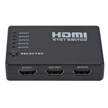 PzzPss 5 Port HDMI Switch HD 1080P Selector Splitter Hub with IR Remote Controller for HDTV DVD BOX Switcher 5 in 1 Out